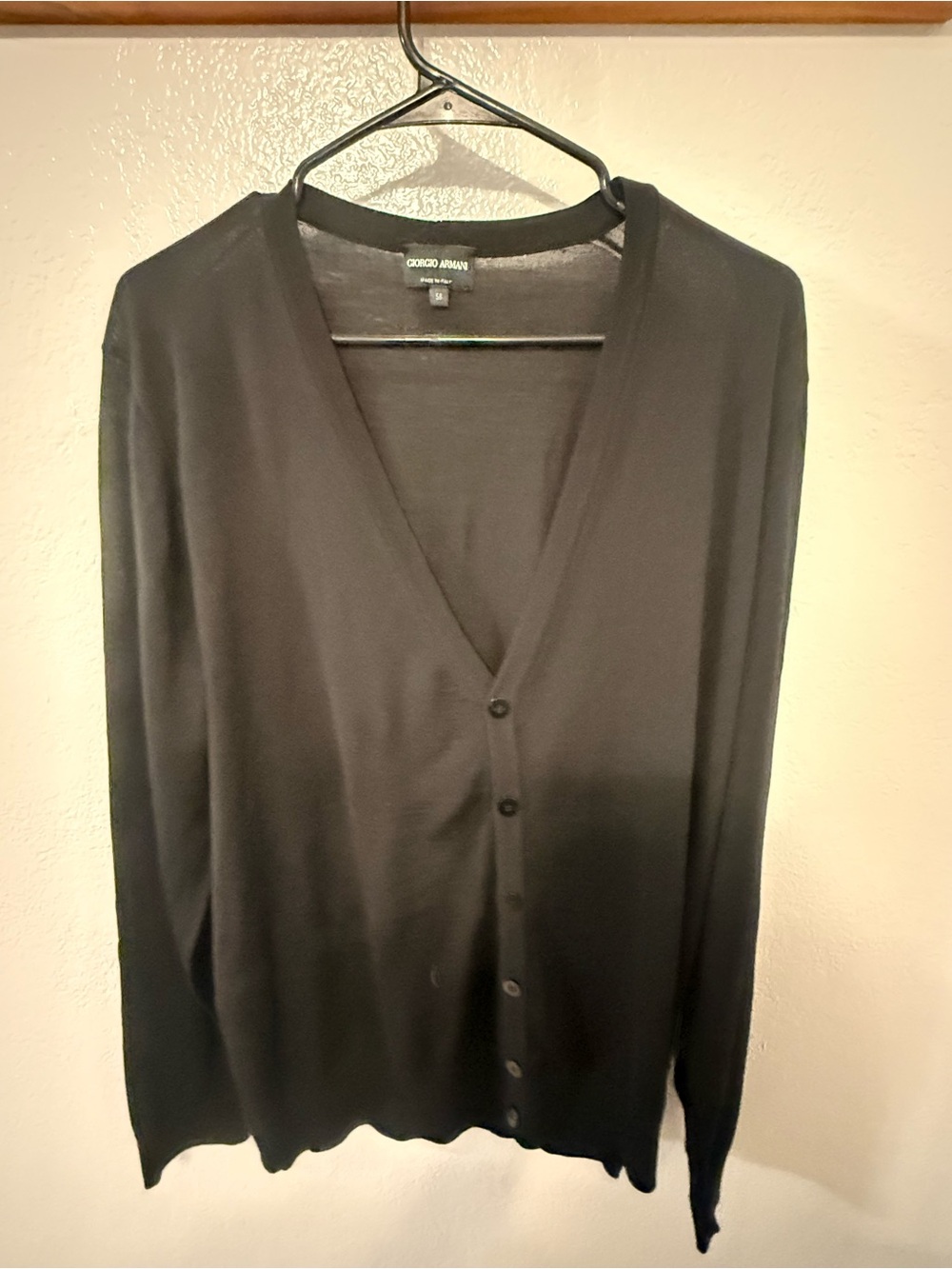 Giorgio Armani Men's Black V-Neck Button-Up Cardigan